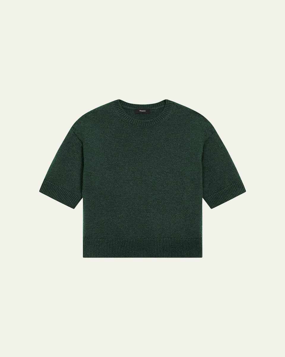 Cashmere Cropped Short-Sleeve T-Shirt